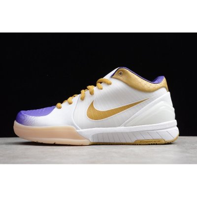 Nike Erkek Zoom Kobe 4 Beyaz / Metal Altın / Mor Basketbol Ayakkabısı Türkiye - CS4YMYT6